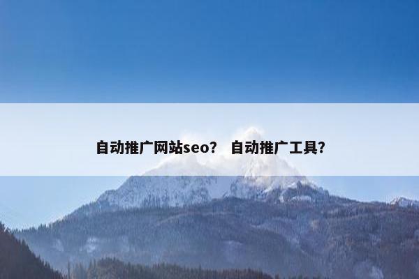 自动推广网站seo？ 自动推广工具？