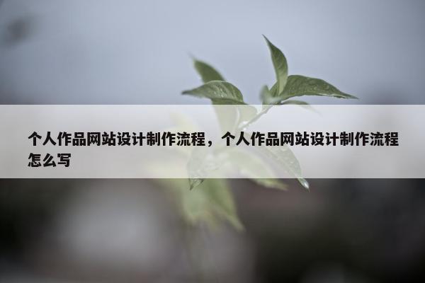 个人作品网站设计制作流程，个人作品网站设计制作流程怎么写