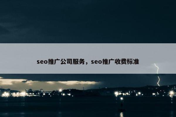 seo推广公司服务，seo推广收费标准