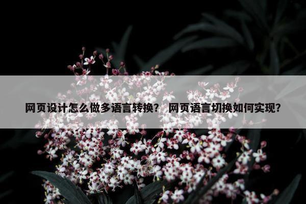 网页设计怎么做多语言转换? 网页语言切换如何实现? 网页设计怎么做多语言转换? 网页语言切换如何实现?