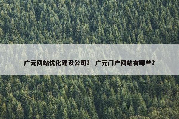 广元网站优化建设公司？ 广元门户网站有哪些？