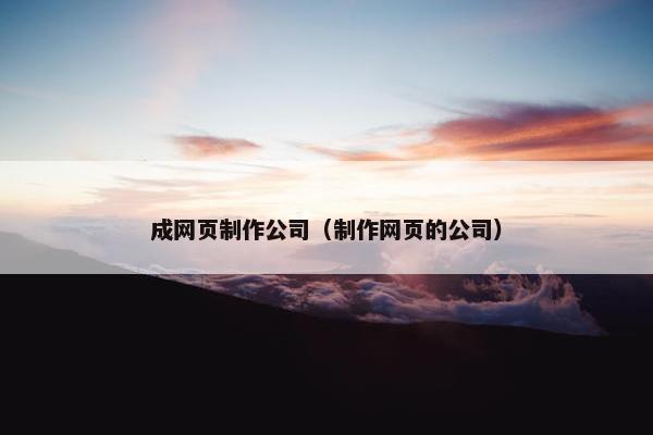 成网页制作公司（制作网页的公司）