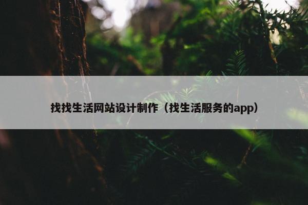 找找生活网站设计制作（找生活服务的app）