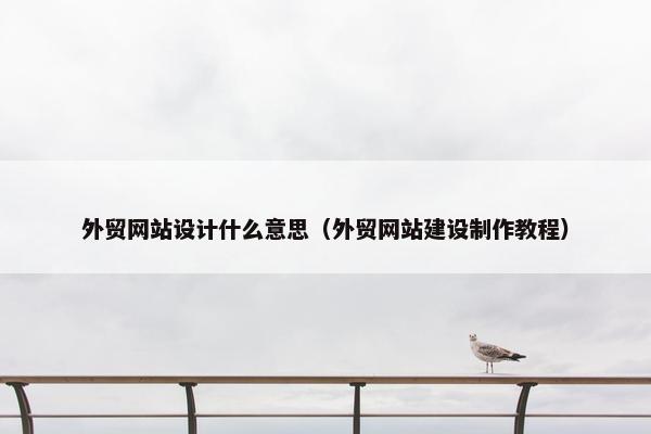 外贸网站设计什么意思（外贸网站建设制作教程）
