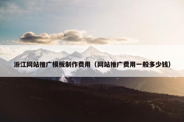 浙江网站推广模板制作费用（网站推广费用一般多少钱）