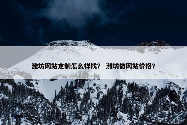 潍坊网站定制怎么样找？ 潍坊做网站价格？