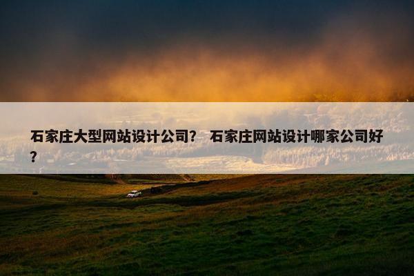 石家庄大型网站设计公司？ 石家庄网站设计哪家公司好？