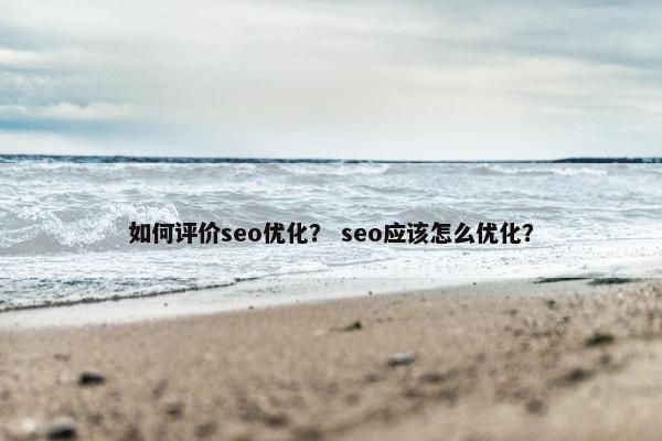 如何评价seo优化？ seo应该怎么优化？