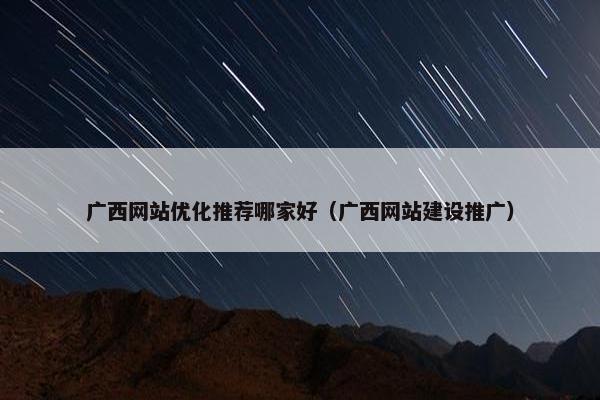 广西网站优化推荐哪家好（广西网站建设推广）