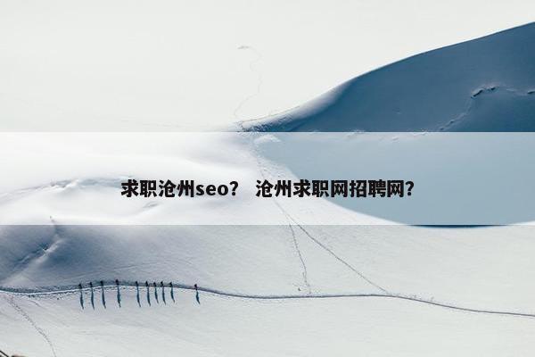 求职沧州seo？ 沧州求职网招聘网？