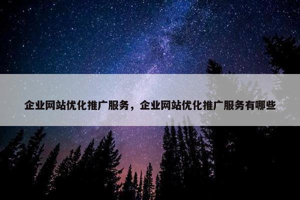企业网站优化推广服务，企业网站优化推广服务有哪些