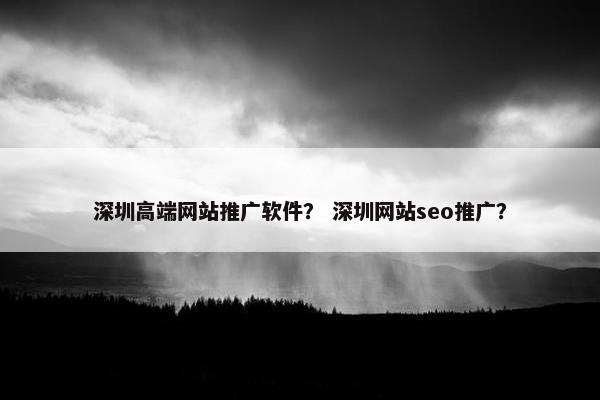 深圳高端网站推广软件？ 深圳网站seo推广？