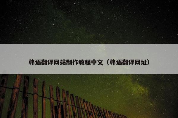 韩语翻译网站制作教程中文（韩语翻译网址）