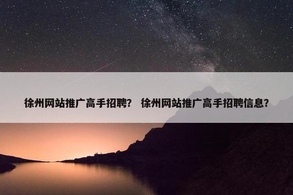 徐州网站推广高手招聘？ 徐州网站推广高手招聘信息？
