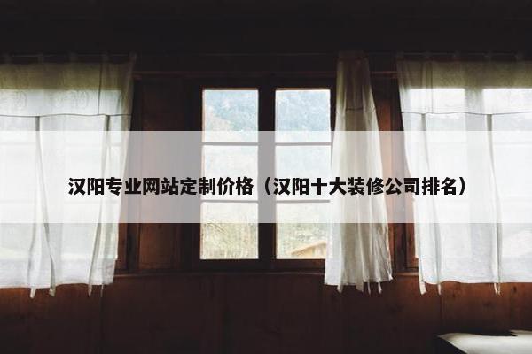 汉阳专业网站定制价格（汉阳十大装修公司排名）