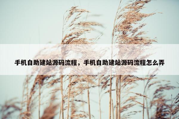 手机自助建站源码流程，手机自助建站源码流程怎么弄