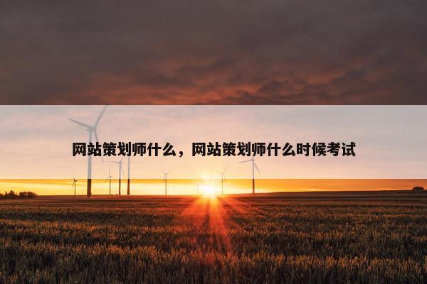 网站策划师什么，网站策划师什么时候考试