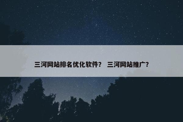 三河网站排名优化软件？ 三河网站推广？