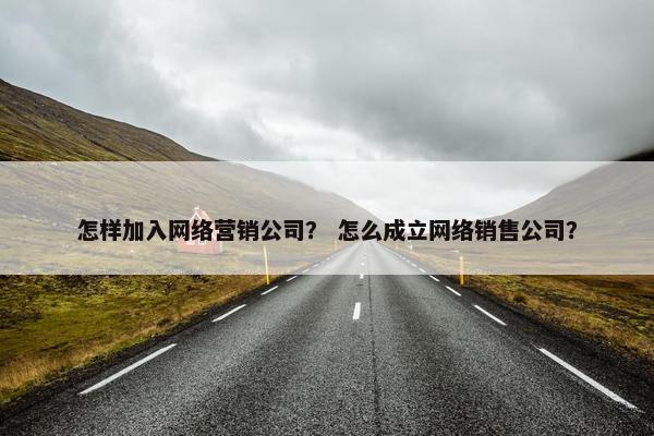 怎样加入网络营销公司？ 怎么成立网络销售公司？