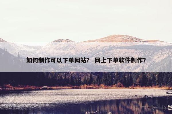 如何制作可以下单网站？ 网上下单软件制作？