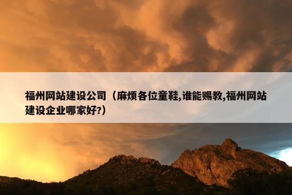 福州网站建设公司（麻烦各位童鞋,谁能赐教,福州网站建设企业哪家好?）