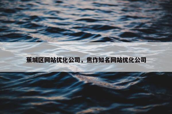蕉城区网站优化公司，焦作知名网站优化公司