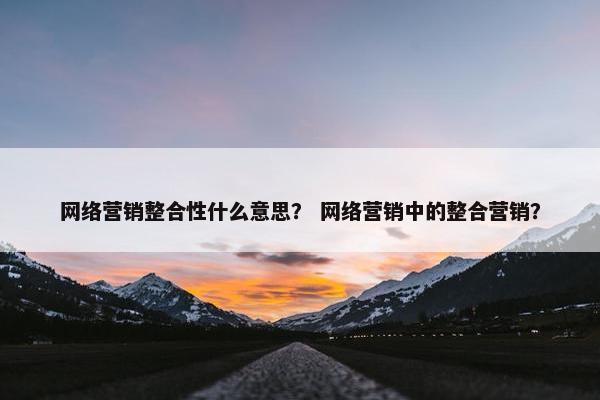 网络营销整合性什么意思？ 网络营销中的整合营销？