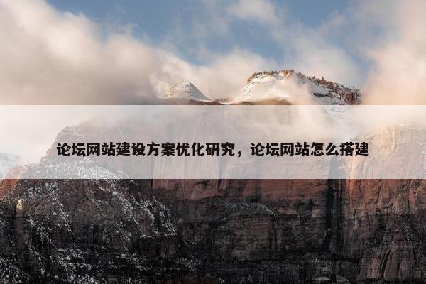 论坛网站建设方案优化研究，论坛网站怎么搭建
