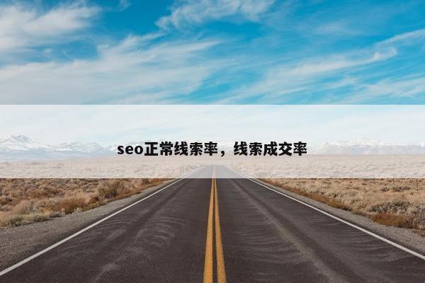 seo正常线索率，线索成交率