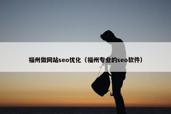 福州做网站seo优化（福州专业的seo软件）