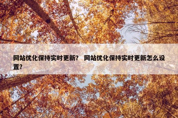 网站优化保持实时更新？ 网站优化保持实时更新怎么设置？