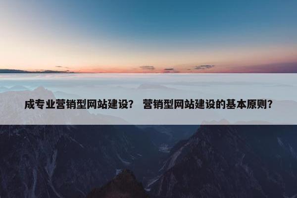 成专业营销型网站建设？ 营销型网站建设的基本原则？