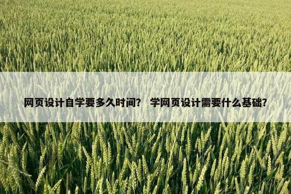 网页设计自学要多久时间？ 学网页设计需要什么基础？