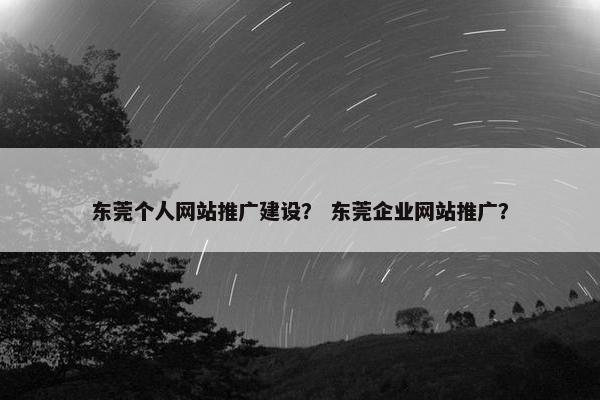 东莞个人网站推广建设？ 东莞企业网站推广？