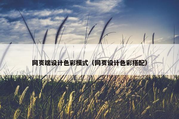 网页端设计色彩模式（网页设计色彩搭配）