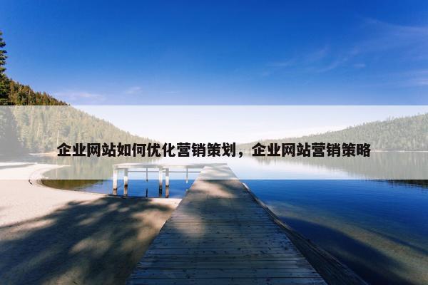 企业网站如何优化营销策划，企业网站营销策略