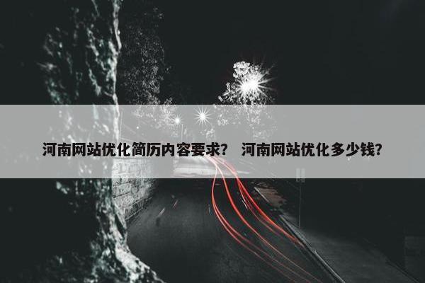 河南网站优化简历内容要求？ 河南网站优化多少钱？