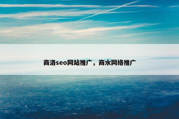 商洛seo网站推广，商水网络推广