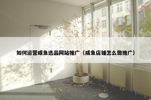 如何运营咸鱼选品网站推广（咸鱼店铺怎么做推广）