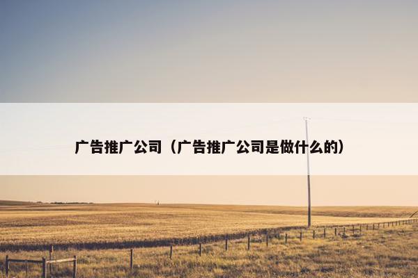 广告推广公司（广告推广公司是做什么的）