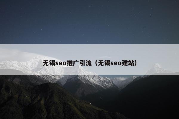 无锡seo推广引流（无锡seo建站）