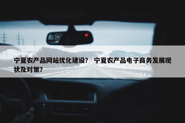 宁夏农产品网站优化建设？ 宁夏农产品电子商务发展现状及对策？