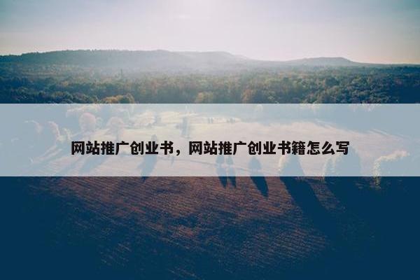 网站推广创业书，网站推广创业书籍怎么写