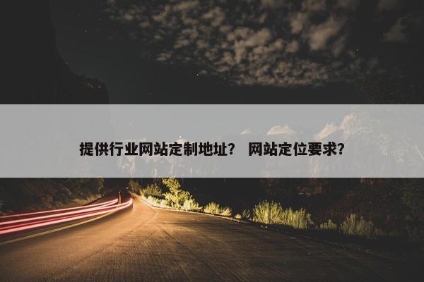 提供行业网站定制地址？ 网站定位要求？