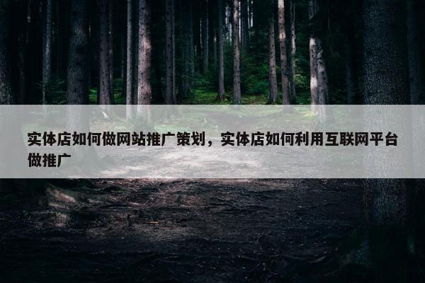 实体店如何做网站推广策划，实体店如何利用互联网平台做推广
