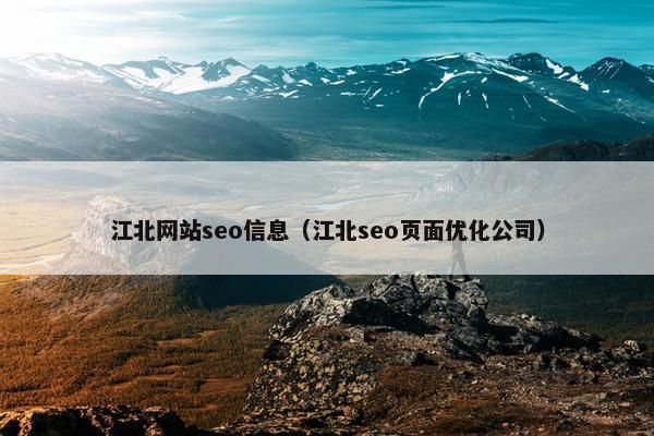 江北网站seo信息（江北seo页面优化公司）