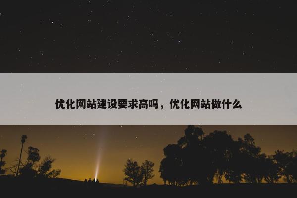 优化网站建设要求高吗，优化网站做什么
