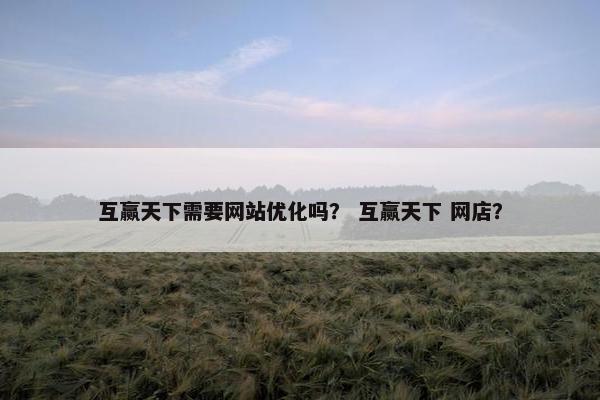 互赢天下需要网站优化吗？ 互赢天下 网店？
