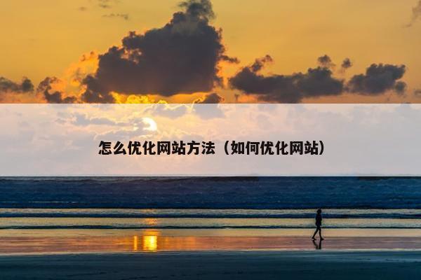 怎么优化网站方法（如何优化网站）