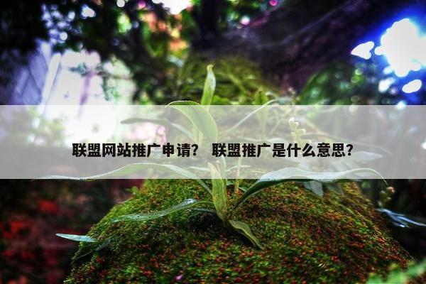 联盟网站推广申请？ 联盟推广是什么意思？